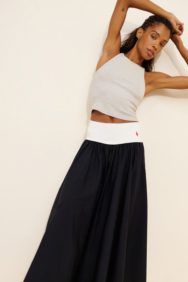 Poplin Woven Midi Skirt