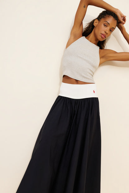 Poplin Woven Midi Skirt