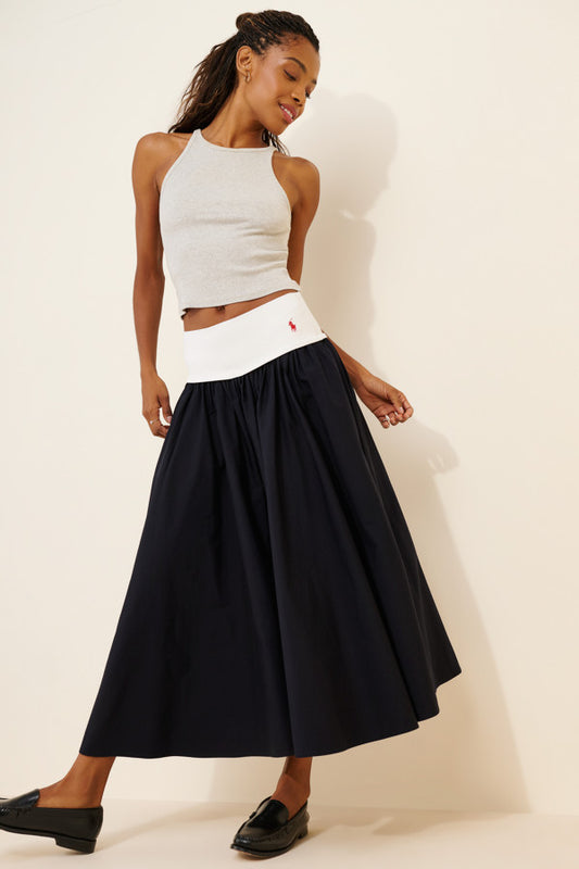Poplin Woven Midi Skirt